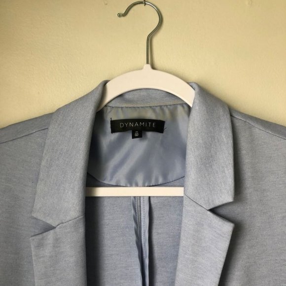 Dynamite Pale Blue Collared 3/4 Sleeve Blazer, Medium - Picture 3 of 3